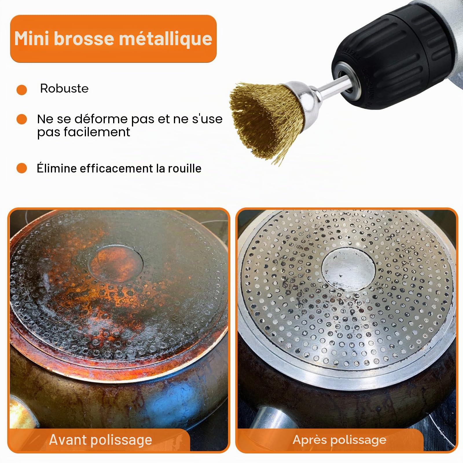 Brosse Metallique pour Perceuse, 45pcs Mini Brosse Métallique en Laiton pour Dremel Rotatifs Outils, 3 Formes avec Tige 3mm pour Polissage Dérouillage Nettoyage Ponçage