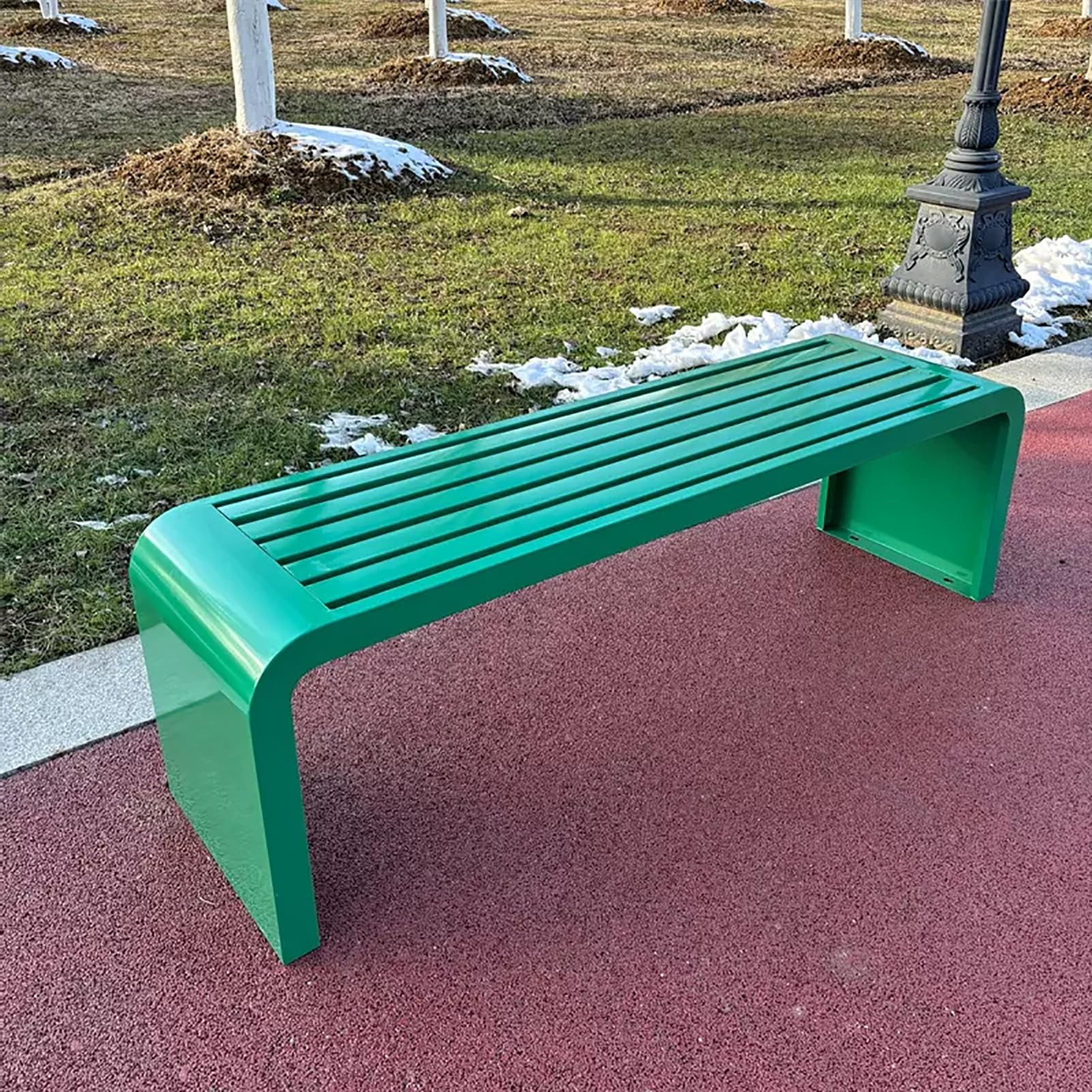 Banquette de terrasse en métal vert de haute résistance pour extérieur