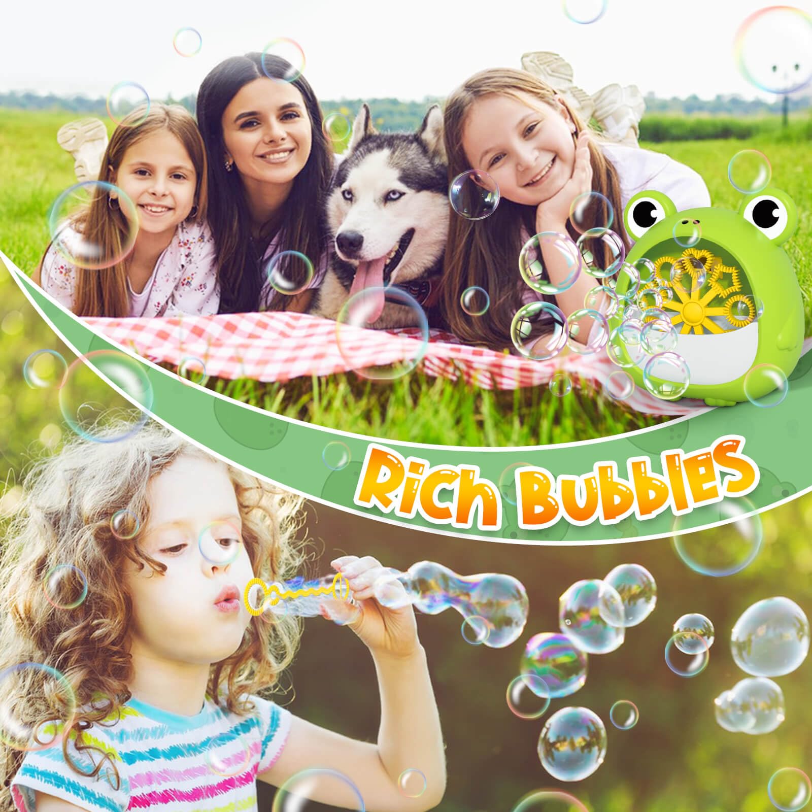 Toys for Kids 3-8 Year Old: Bubble Machin Frog Bubble Maker Gifts for 3 4 5 6 7 8 9 10 Year Old Boys Girls Toy Presents Age 1-2 Babies Bath Toys Party Outdoor Indoor Bubbles Blower - Image 3