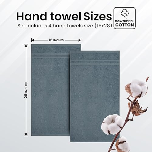 Miniatura 2 de Infinitee Xclusives Paquete de 4 toallas de mano 100% algodón turco de 16 x 30 pulgadas, ultra suaves y altamente absorbentes, calidad de hotel,