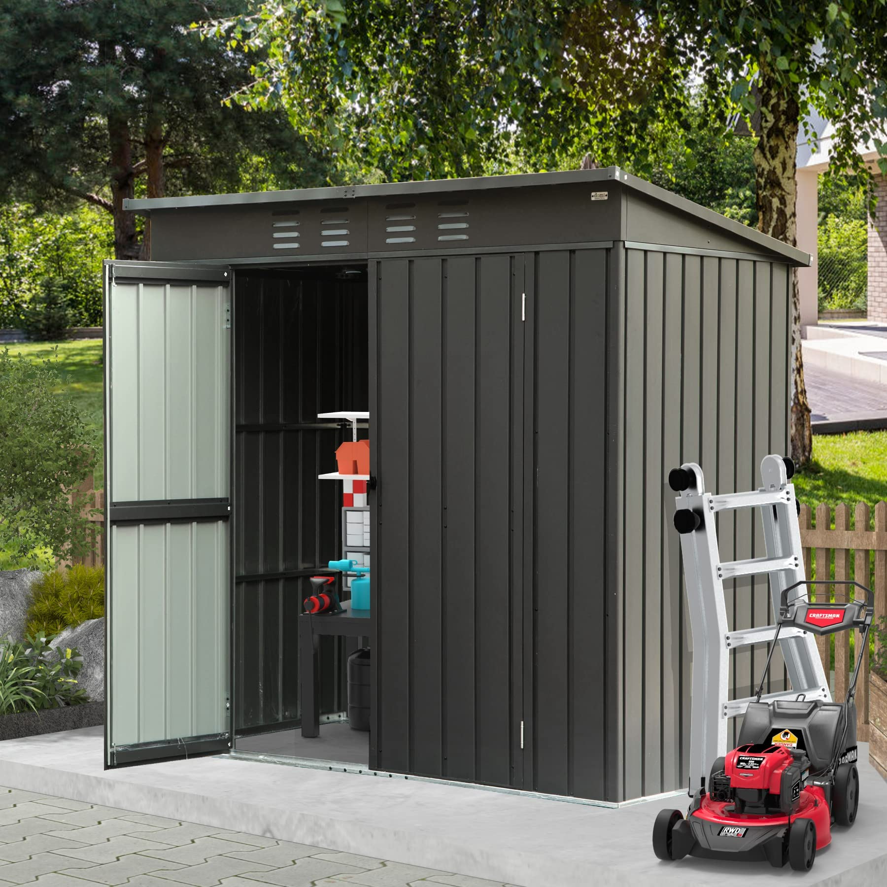 Buy Domi Backyard Storage Shed 5.45' x 3.69' with Sloping Roof