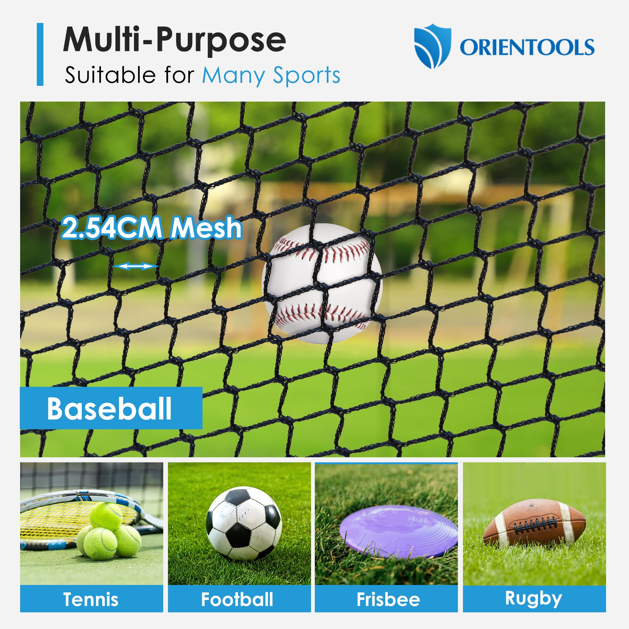 ORIENTOOLS Red de bateo de críquet, red de jaula de bateo de béisbol para entrenamiento de lanzamiento en el patio trasero, red de críquet para golf, béisbol y sóftbol