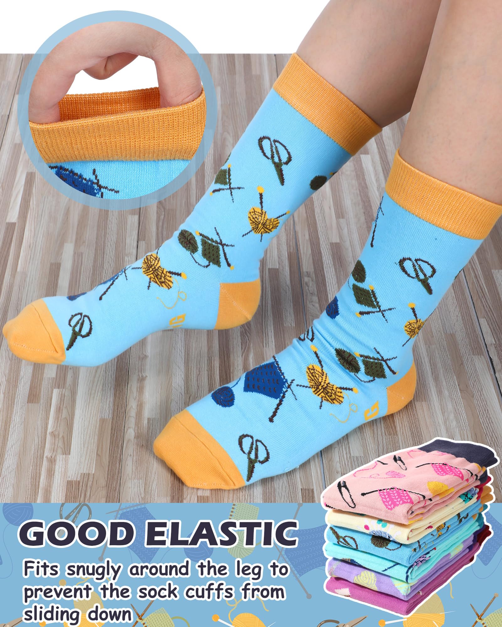 Liitrsh 6 Pairs Funny Crochet Socks for Women Novelty Knitting Socks Mother's Day Gifts for Crochet Lovers Her Mom Grandma