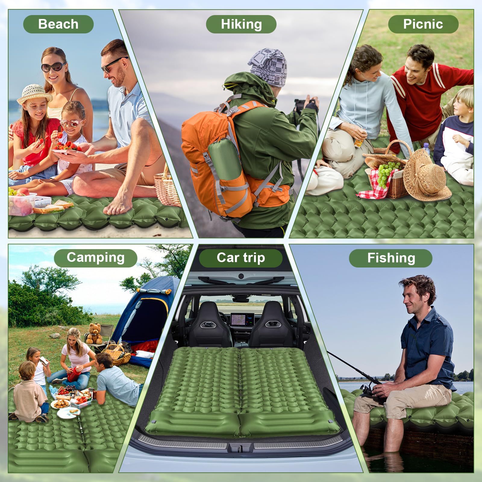 Colchoneta inflable ultraligera para dormir para camping, almohadilla de dormir autoinflable con bomba de pie integrada, colchón de aire duradero e impermeable para aventuras de camping y