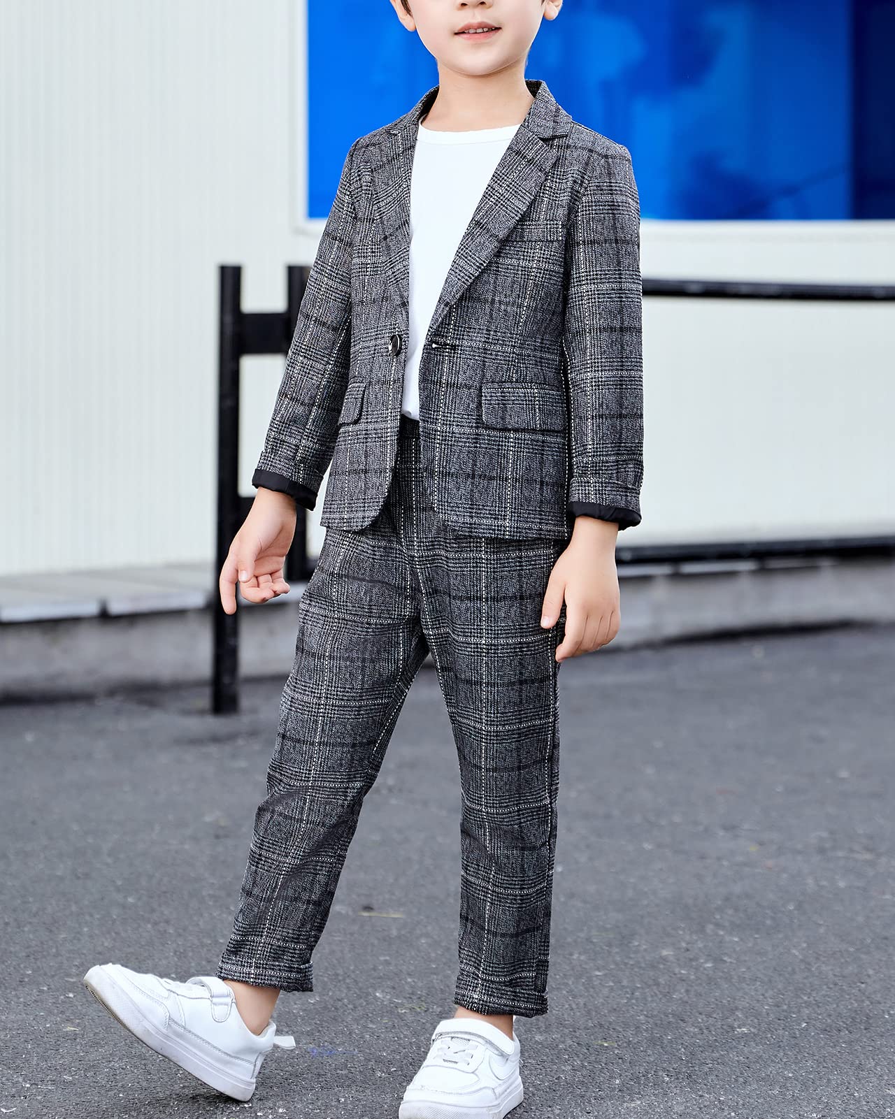 2/3/4 Piezas Conjunto de Traje para Niños Conjunto de Blazer y Pantalón a Cuadros, Casual o Vestido de Fiesta de Boda