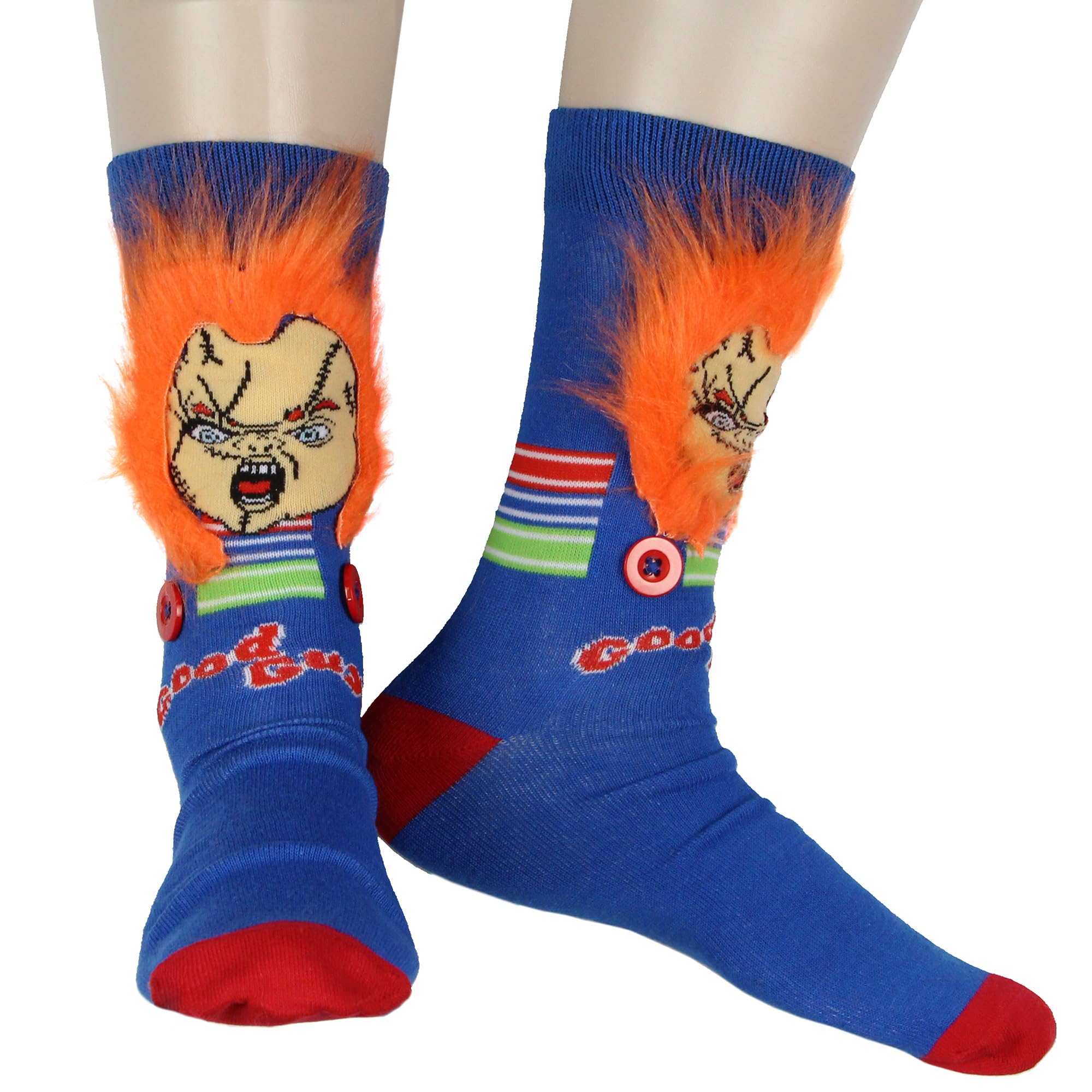 Bioworld Child's Play Chucky Doll Fuzzy Hair Good Guys Costume Character Design Men's Cre…