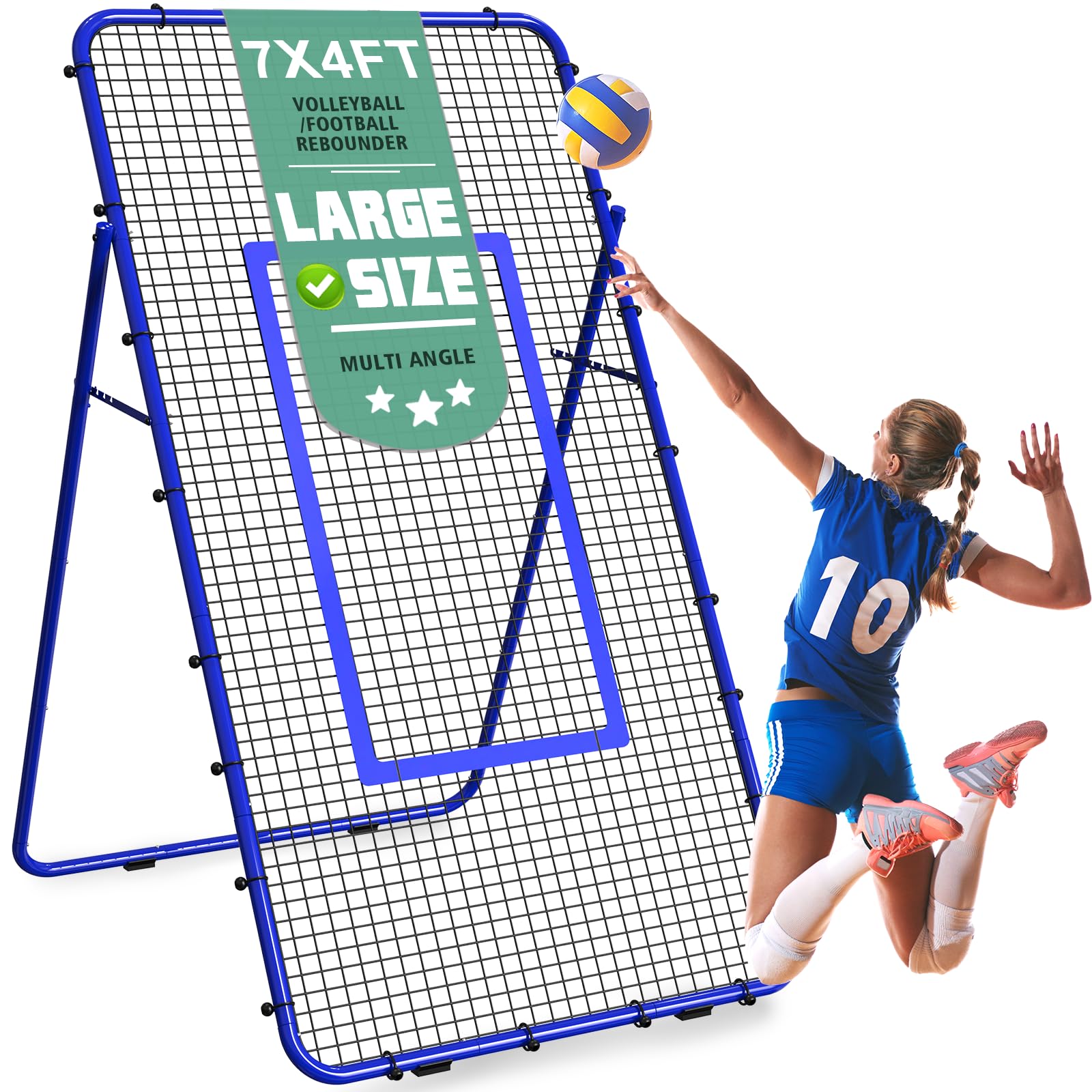 Filet de Rebond Volley-Ball Football 2,1 x 1,2 m réglable Portable pour Enfants Adolescents