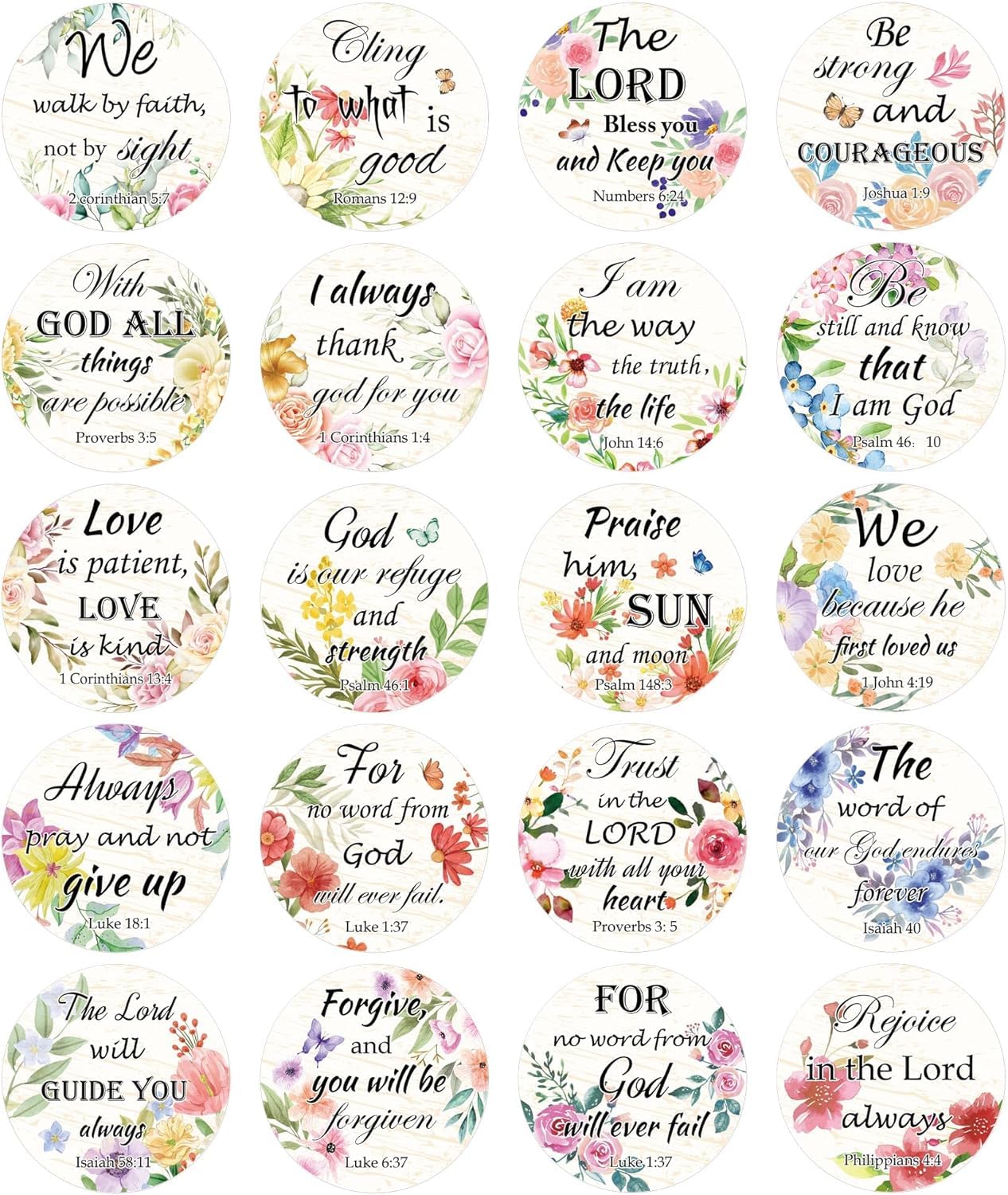 Pop Resin 600Pcs Flower Bible Quote Label Jesus Faith Stickers 1.5 Inch