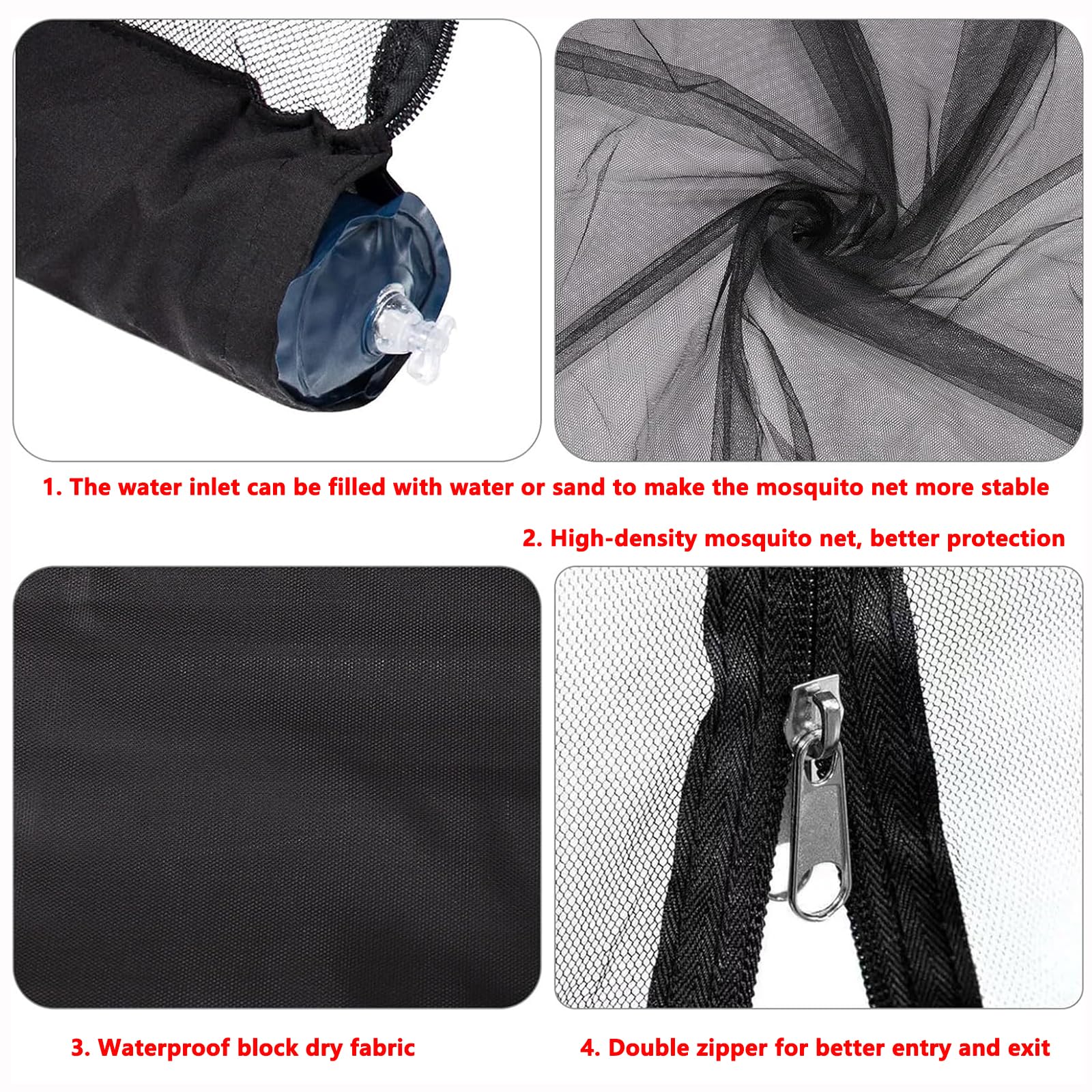 Mosquitero ajustable para cenador de 7 a 13 pies, cubierta de insectos de doble cara con puerta con cremallera, cortinas de toldo de patio al aire libre, protección de pantalla de mesa colgante