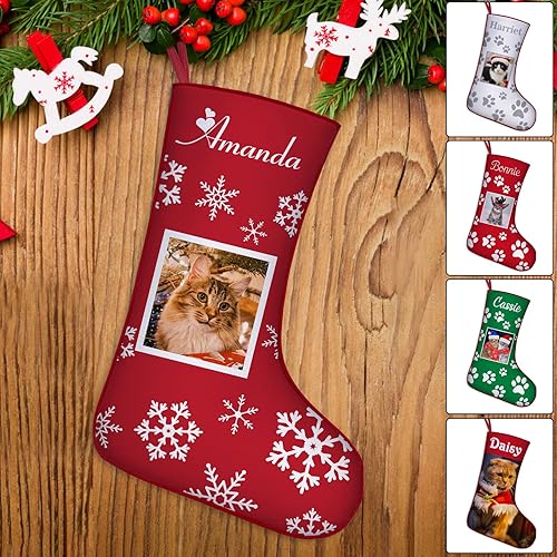 Amlion Medias de Navidad personalizadas con foto de nombre regalos de calcetines de Navidad personalizados para mascotas decoración del árbol de Amlion Medias de Navidad personalizadas con foto de nombre regalos de calcetines de Navidad personalizados para mascotas decoración del árbol de