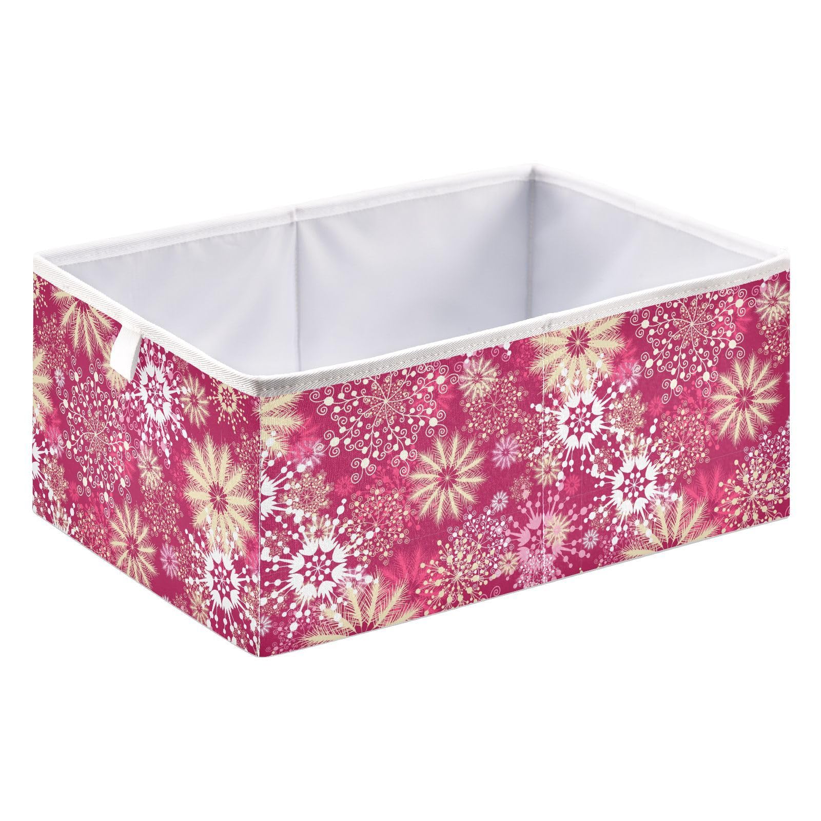 Christmas Snowflake Firework Cube Storage Bin Closet Organizer Bins Fabric Storage Box Basket Collapsible Storage Cubes for Shelves Clothes Room Home Office Toys Nursery Rectangular 1 Pcak