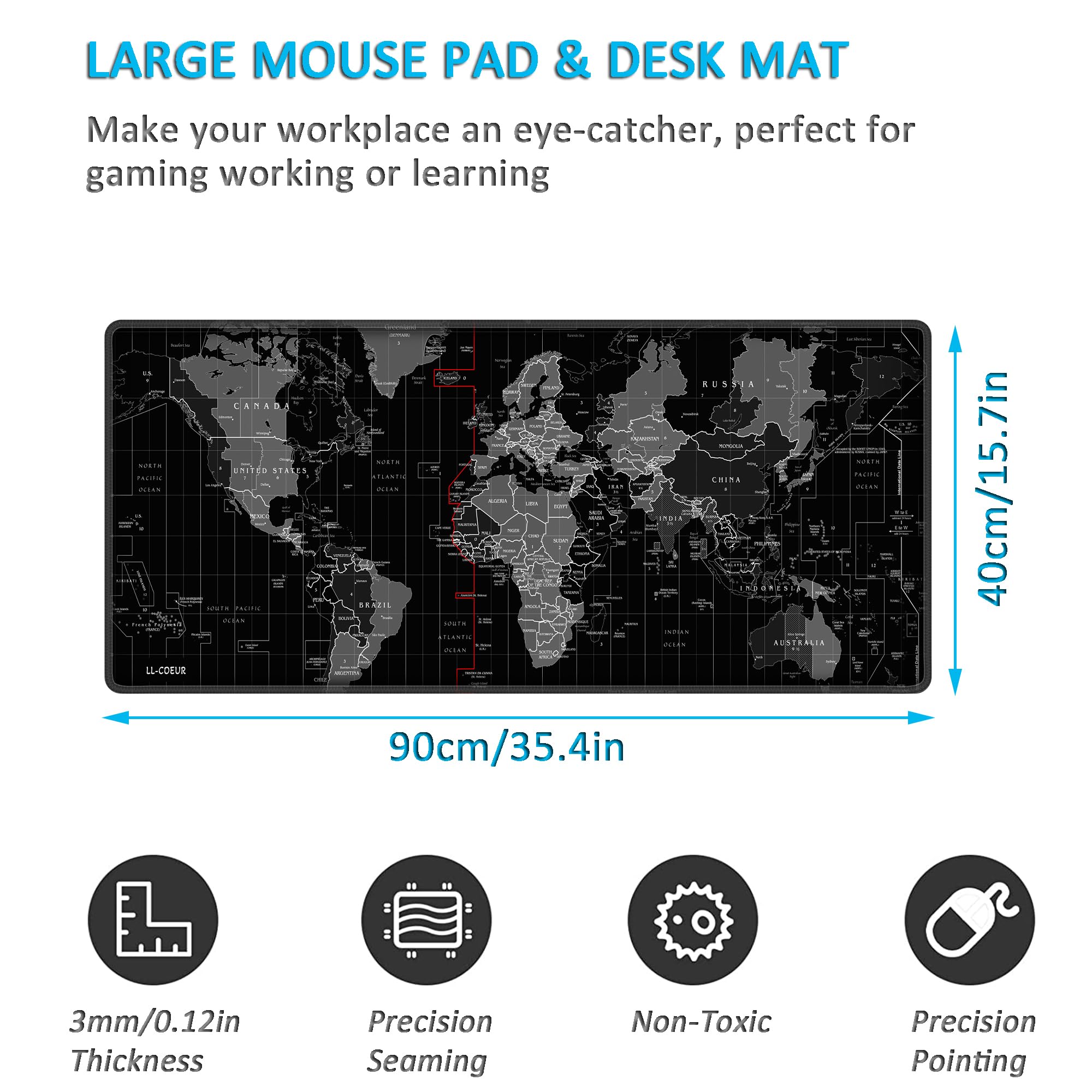 Amazon.com : LL-COEUR XXL World Map Mouse Pad Laptop Gaming Play