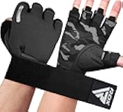 RDX Weight Lifting Gloves, Additional Stretchable Long Wrist Support, Full Palm Grip, Men Women Fitness HIIT Workout, Bodybuilding Powerlifting Strength Training Cycling Exercise Home Gym Equipment