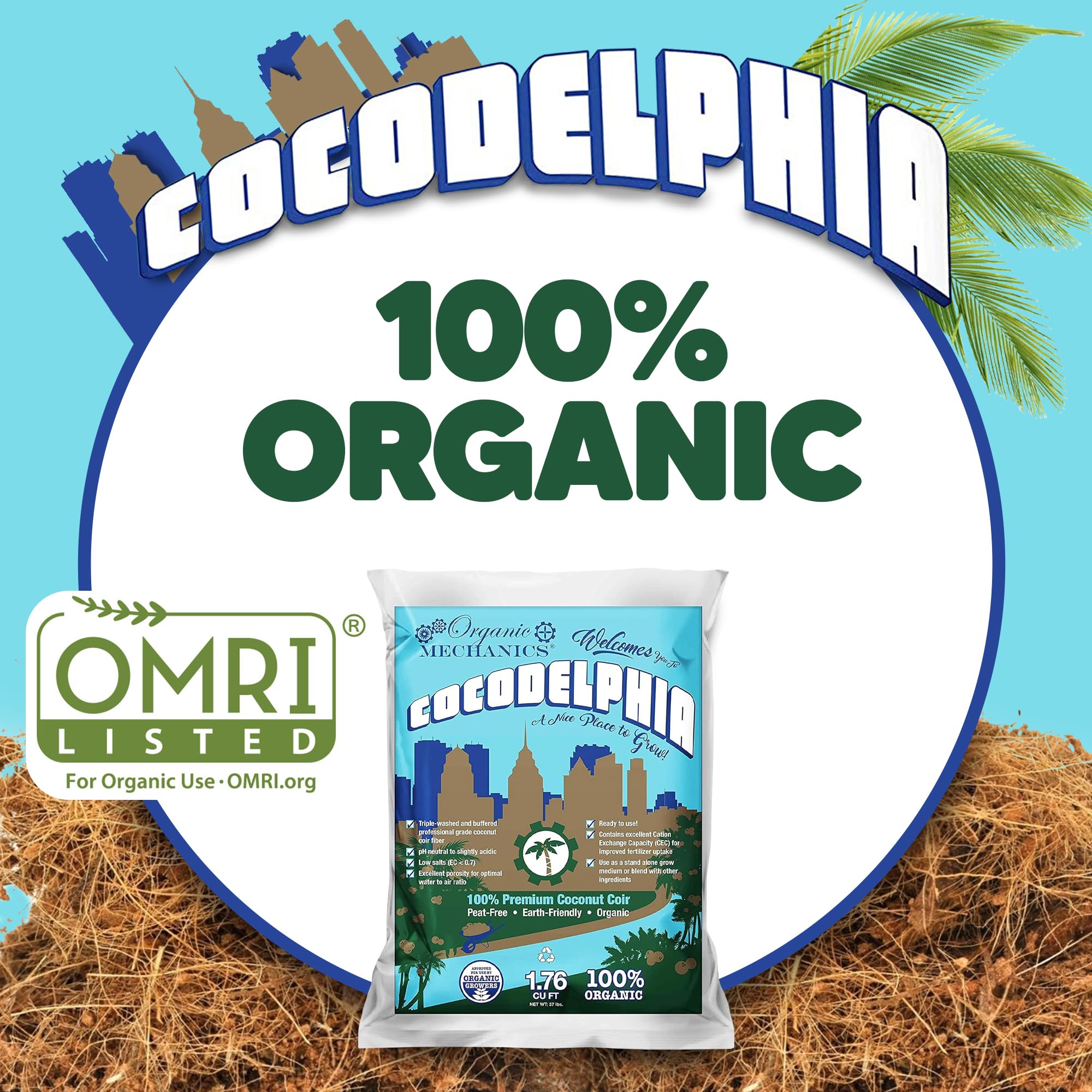 Amazon.com : Organic Mechanics Cocodelphia Premium Coco Coir, 1.76