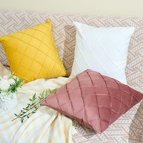 Miniatura 4 de Sioloc Juego de 2 fundas de almohada decorativas de terciopelo, fundas de cojín cuadradas y suaves para el hogar, sofá o cama, 18 x 18 pulgadas,