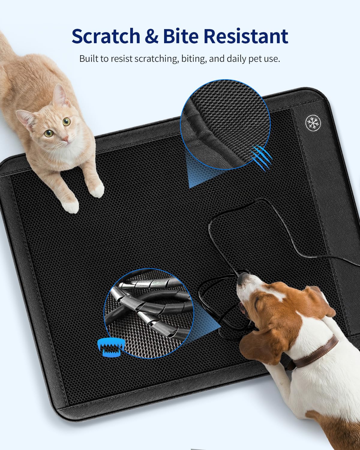 Elektrische Hunde-Kühlmatte, 76,2 x 61 cm, Haustier-Kühlmatte für Hunde und Katzen, 3 Kühlstufen, Ultra-leiser Betrieb, rutschfestes Kühlkissen für Hunde und Katzen von 10-25 kg, kein Wasser oder