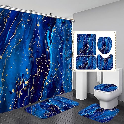 Juego de baño con cortina de ducha y alfombras, el juego de cortinas de baño incluye cortina de ducha impermeable, alfombra antideslizante, cubierta