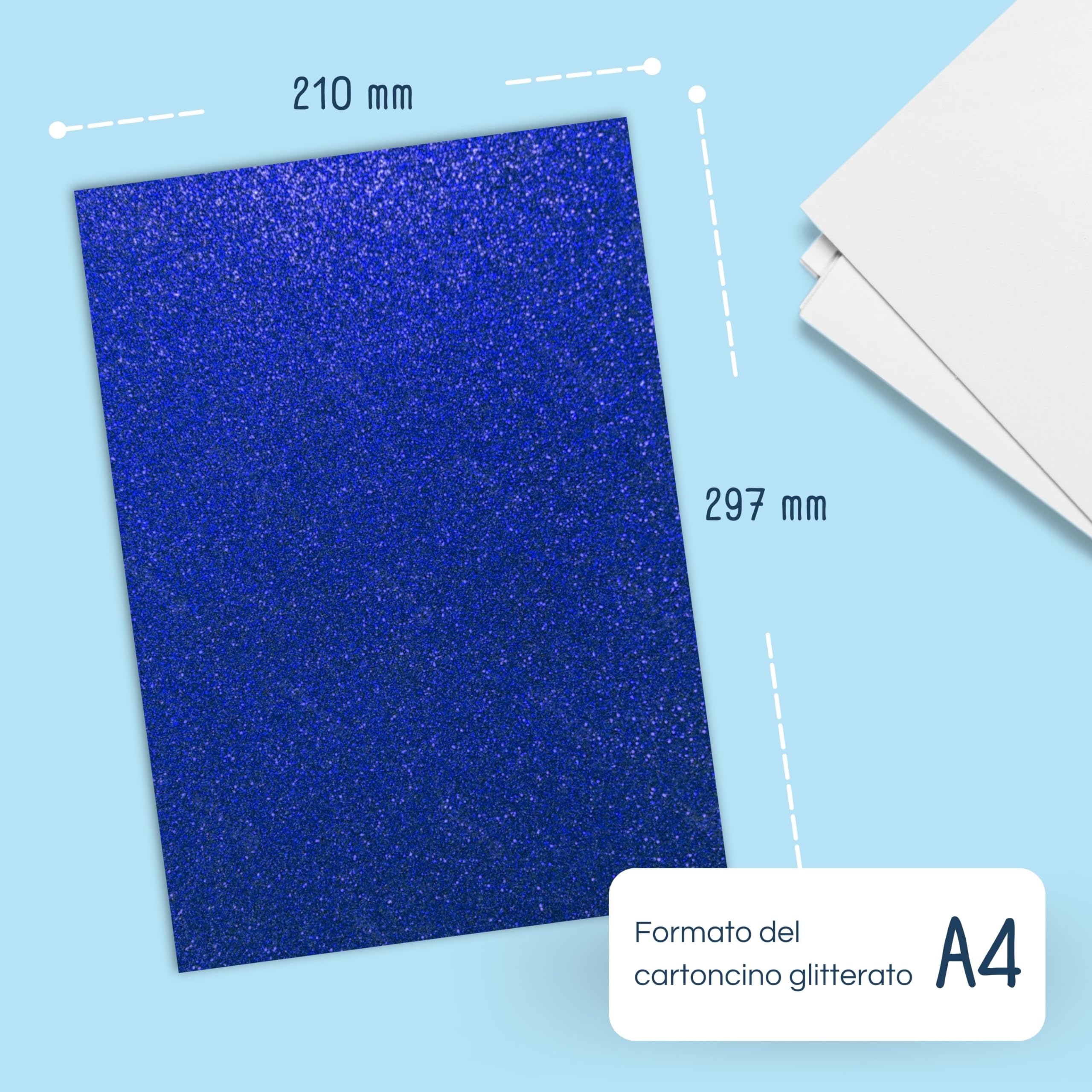 Cartoncino Iridescente Luccicante Blu Yale A4 - 10 Fogli Da 300 G/m², Per Biglietti Artigianali E Progetti Creativi - 5