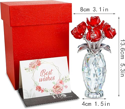 Vista 67 de H&D HYALINE & DORA Figura de flores moradas de cristal, regalos de rosas para mamá, esposa, abuela, adorno coleccionable de flores de cristal, Día