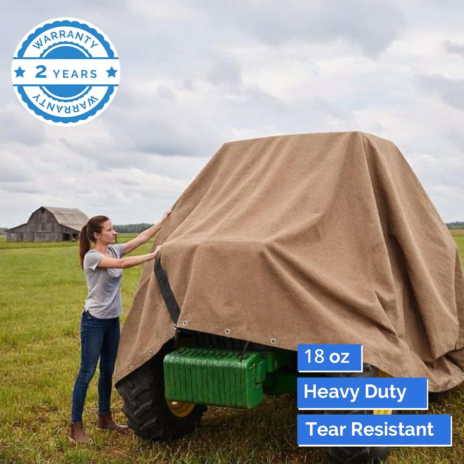 Covers & All Heavy Duty Canvas Tarp – 18 oz Cotton Canvas Tarpaulin, Water Resistant Waxed Fabric Drop Cloth for Camping, Outdoor, Garden & Equipment Cover (6 ft x 8 ft, Tan)