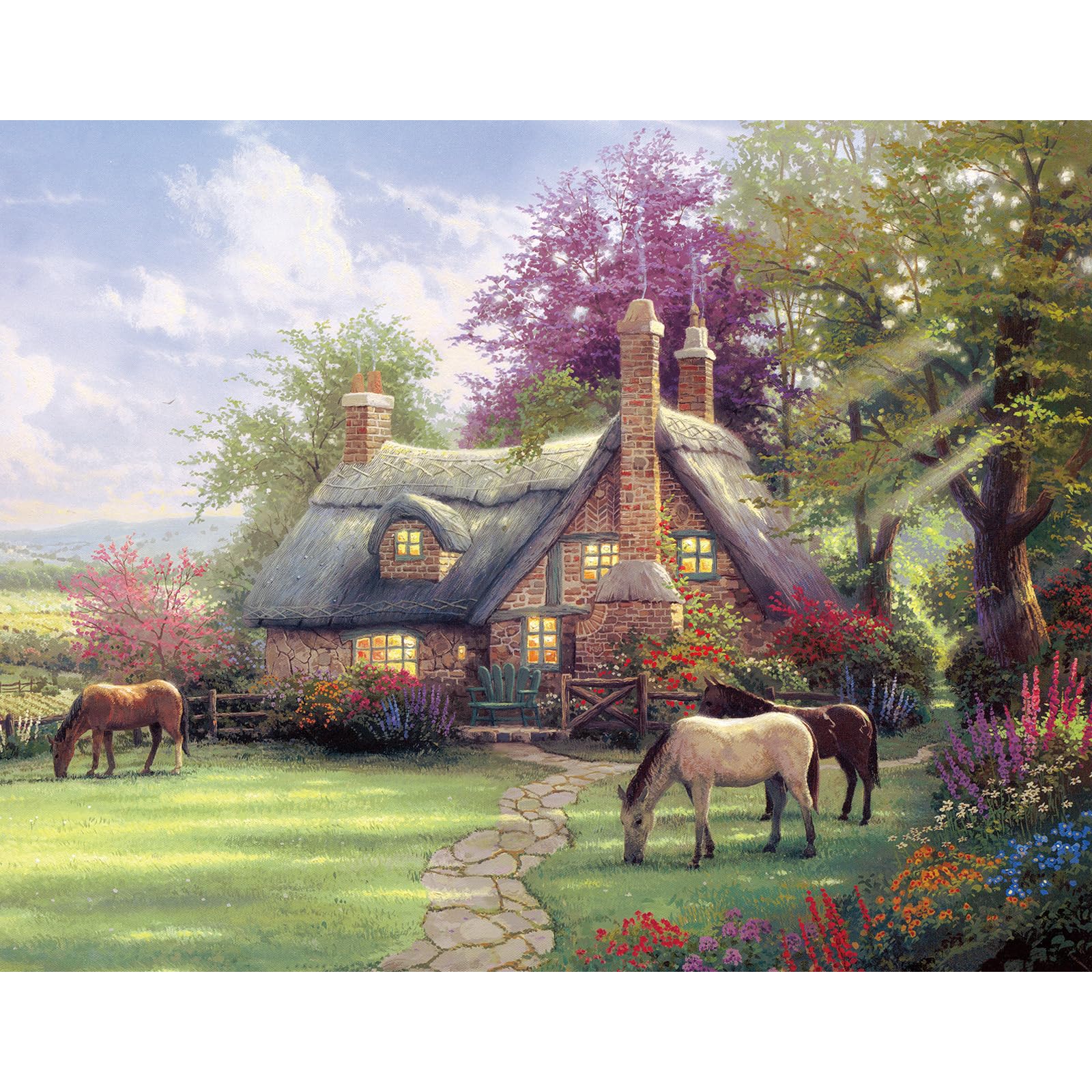 Chengqism Jigsaw Puzzles 100 Pieces for Adults Landscape Puzzle 100 Pieces Landscape 100 Piece Jigsaw Puzzle with Extra Large Piece for Adult Educational Games-Home Puzzles for Adult Teens Seniors — image 1
