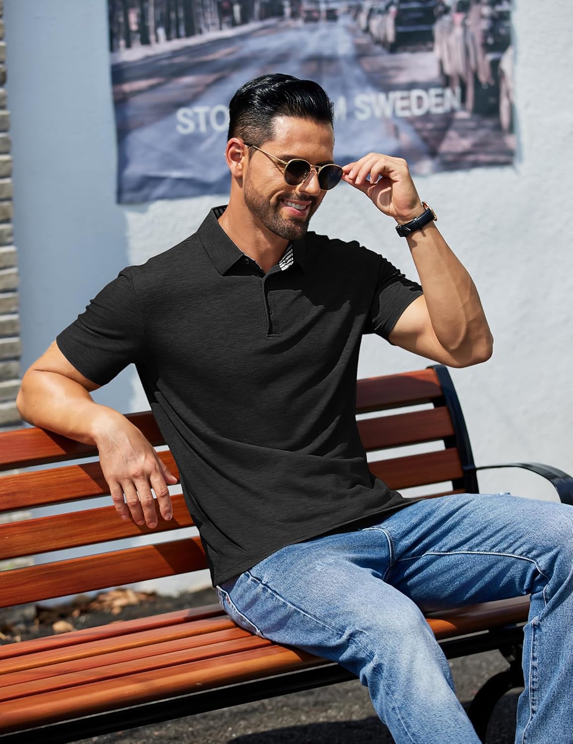 COOFANDY Men's Casual Polo Shirts Short Sleeve Classic Basic Tee Button Collar Shirt Summer Golf T-Shirt - Image 4