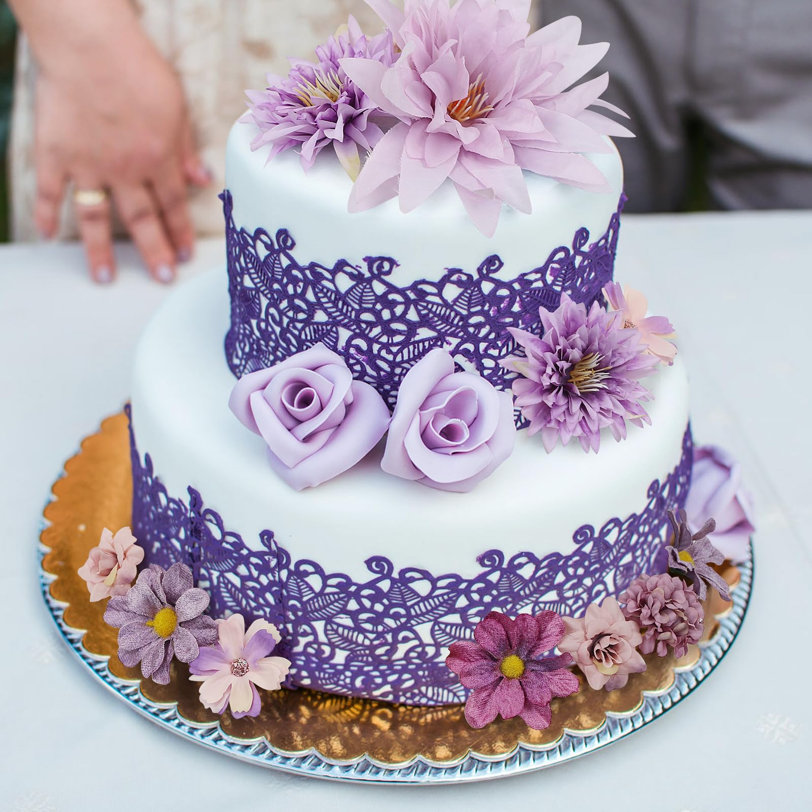 24 Fiori Artificiali In Seta Mini Viola - Teste Di Fiori Finti Per Decorazioni Torte, Fai Da Te, Matrimoni, Accessori Capelli E Casa