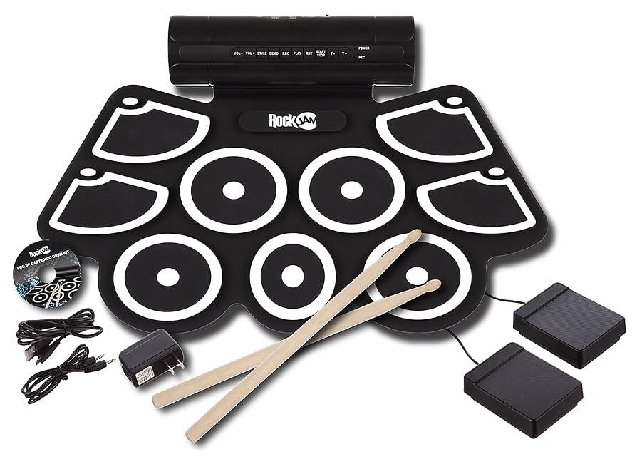 RockJam エレクトリックドラムキット RockJam Rechargeable Bluetooth Midi 7 Pad Tabletop Digital
