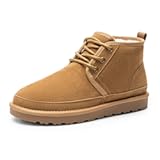 Men&apos;s Winter Snow Boots FuzzyGo Cozy Suede Leather Cold Weather Warm Outdoor Casual Ankle Boots