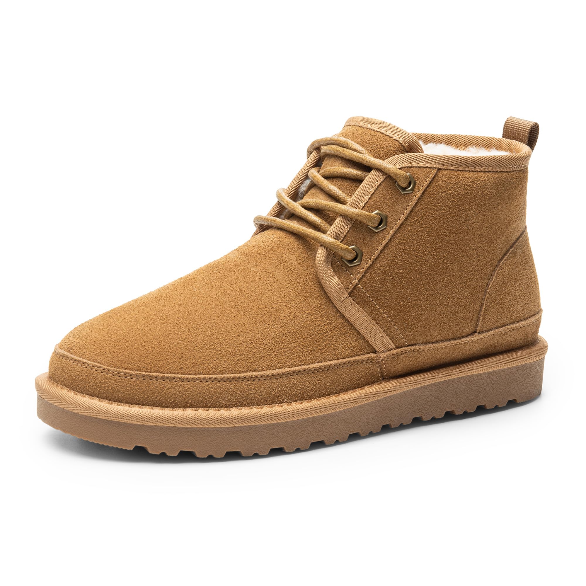 Bruno Marc Mens Winter Snow Boots FuzzyGo Cozy Suede Leather Cold Weather Warm Outdoor Casual Ankle Boots