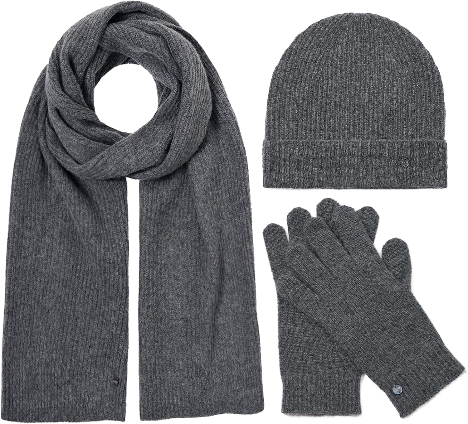 KVSS 100% Pure Cashmere Beanie Hat Scarf and Gloves Set for Women & Men Knit Winter Warm Set | Luxury from Inner Mongolia