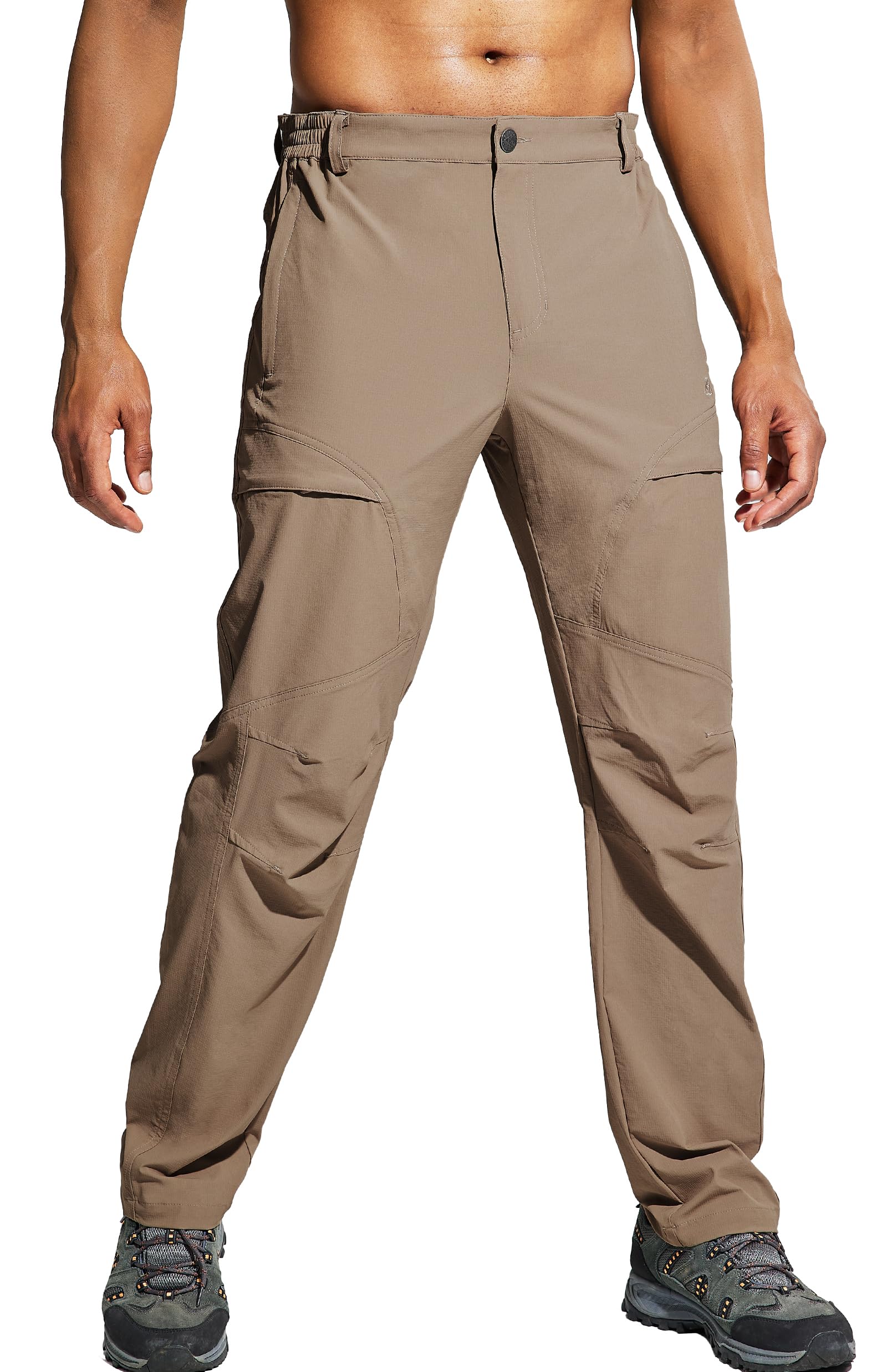 Haimont Men's Hiking Pants with 6 Zip Pockets Nylon Quick Dry Lightweight Outdoor Travel Cargo Pants, Water Resistant