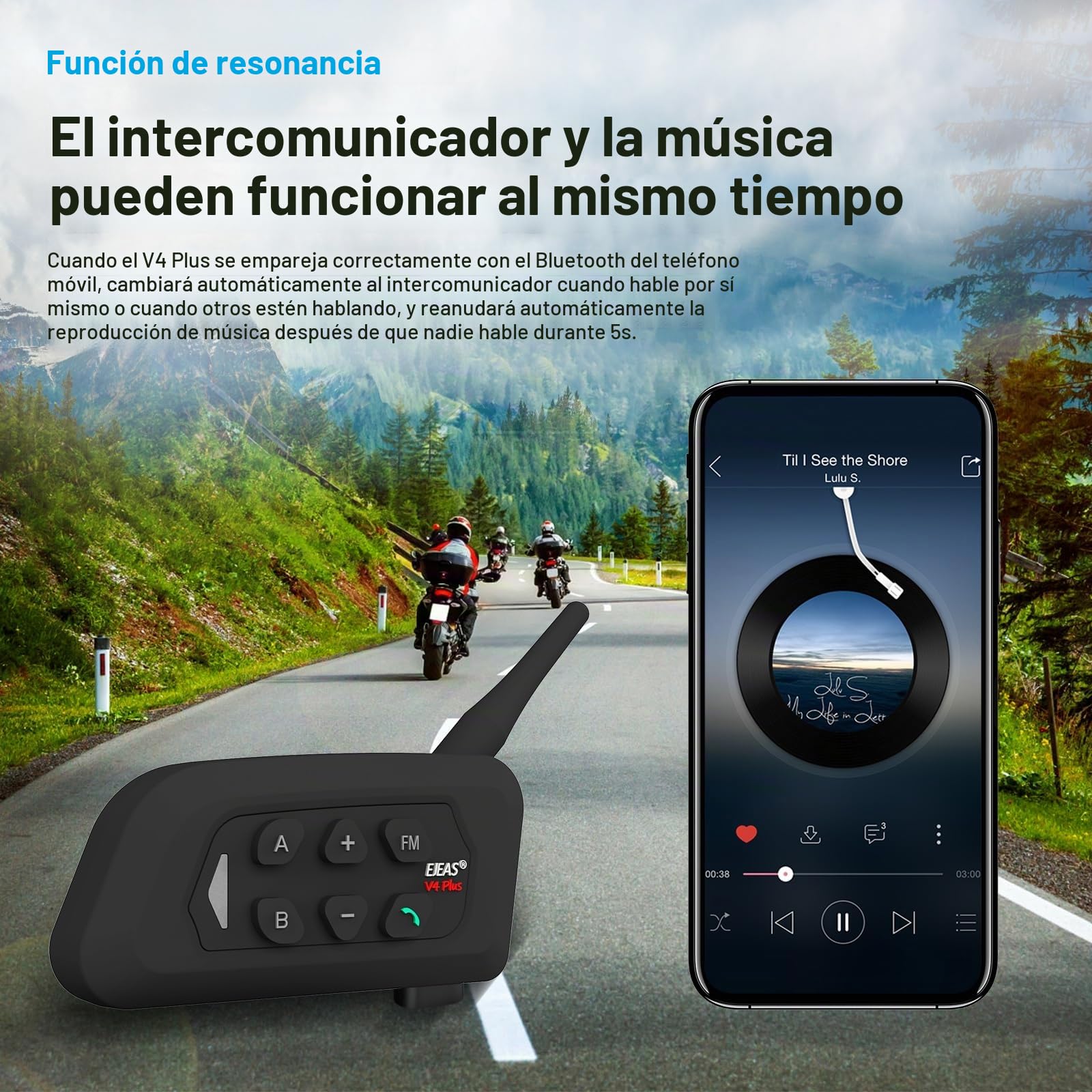 SolaMr V4 Plus Intercomunicador Casco Moto, Bluetooth 5.1 Accesorios Moto Intercom con Reducción de Ruido CVC, Radio FM e Intercomunicador 4 Vías hasta 1500 M - 3 Pack