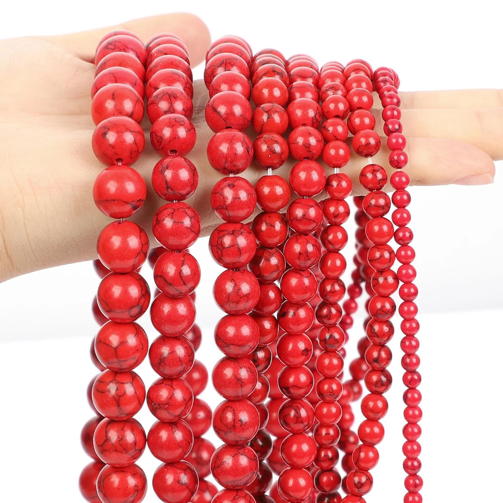 Naturalne Czerwone Koraliki Z Kamienia Tygrysie Oko Różowy Agat Kwarcowy Jade Koraliki Dystansowe Luzem Do Tworzenia Biżuterii DIY Bransoletka Akcesoria Naszyjnikowe,Czerwony Turkus,12mm - Ok. 30szt