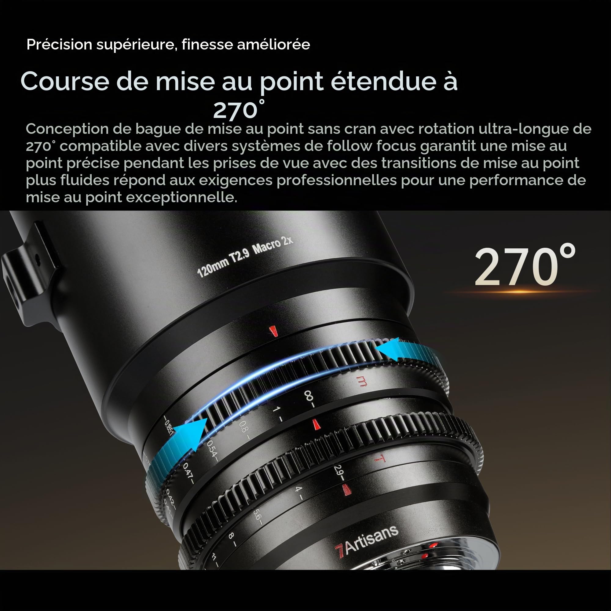 Objectif cinéma Macro 7artisans 120 mm T2.9 2X, Mise au Point Fixe Manuelle, Compatible avec la Monture Canon EOS-R, série EOS R, R1, R3, R52, R62, R6, R10, R50