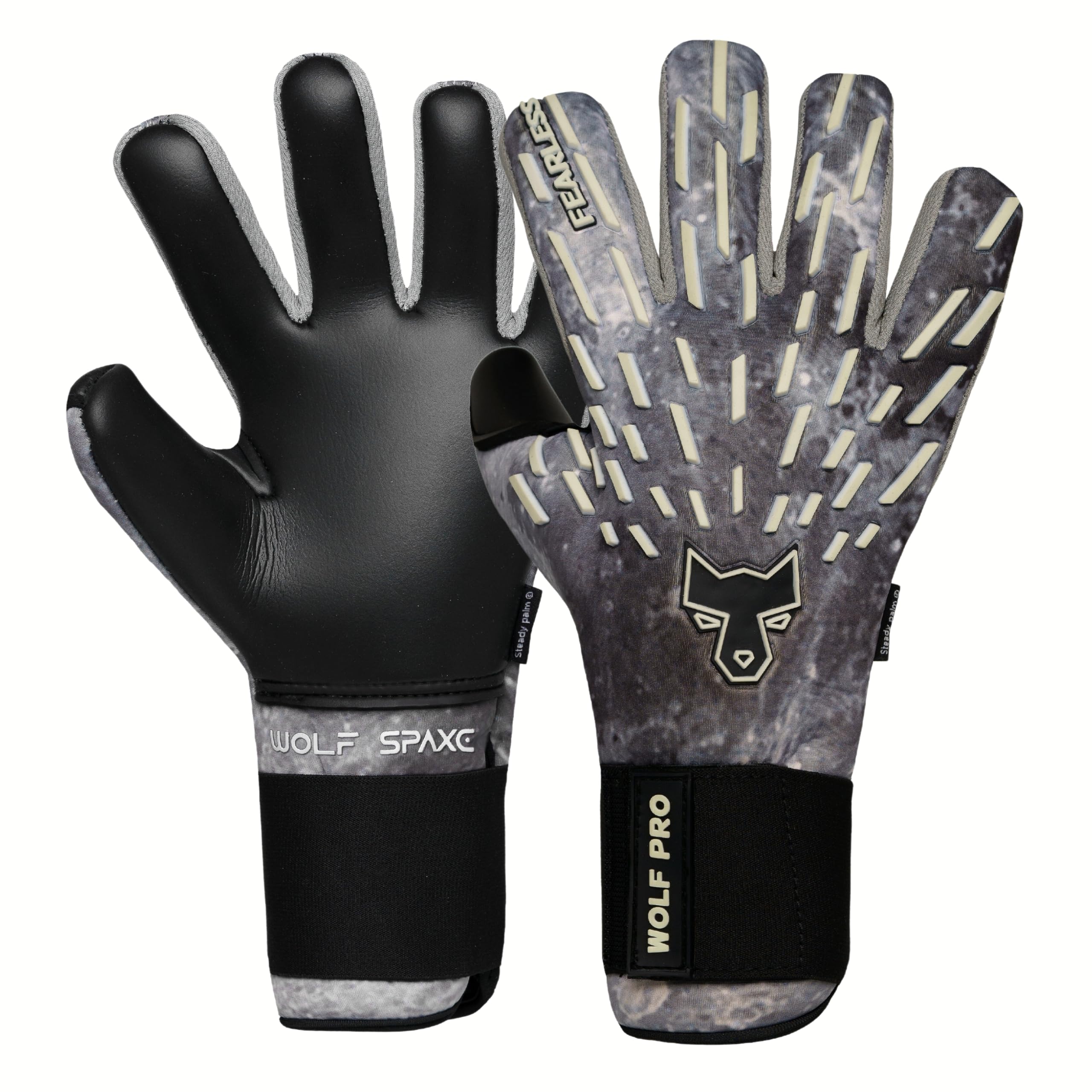 Wolf Pro - Gants de Gardien de Foot Adulte & Enfant - Gant Gardien Football - Latex Allemand Contact - Excellente adhérence - Coupe négative - Effet Seconde Peau