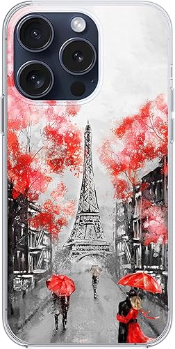 Miniatura 4 de Blingy's Funda para iPhone 15 Pro, bonita torre Eiffel, diseño de paisaje escénico de París, diseño artístico, funda protectora de TPU suave de 6.1
