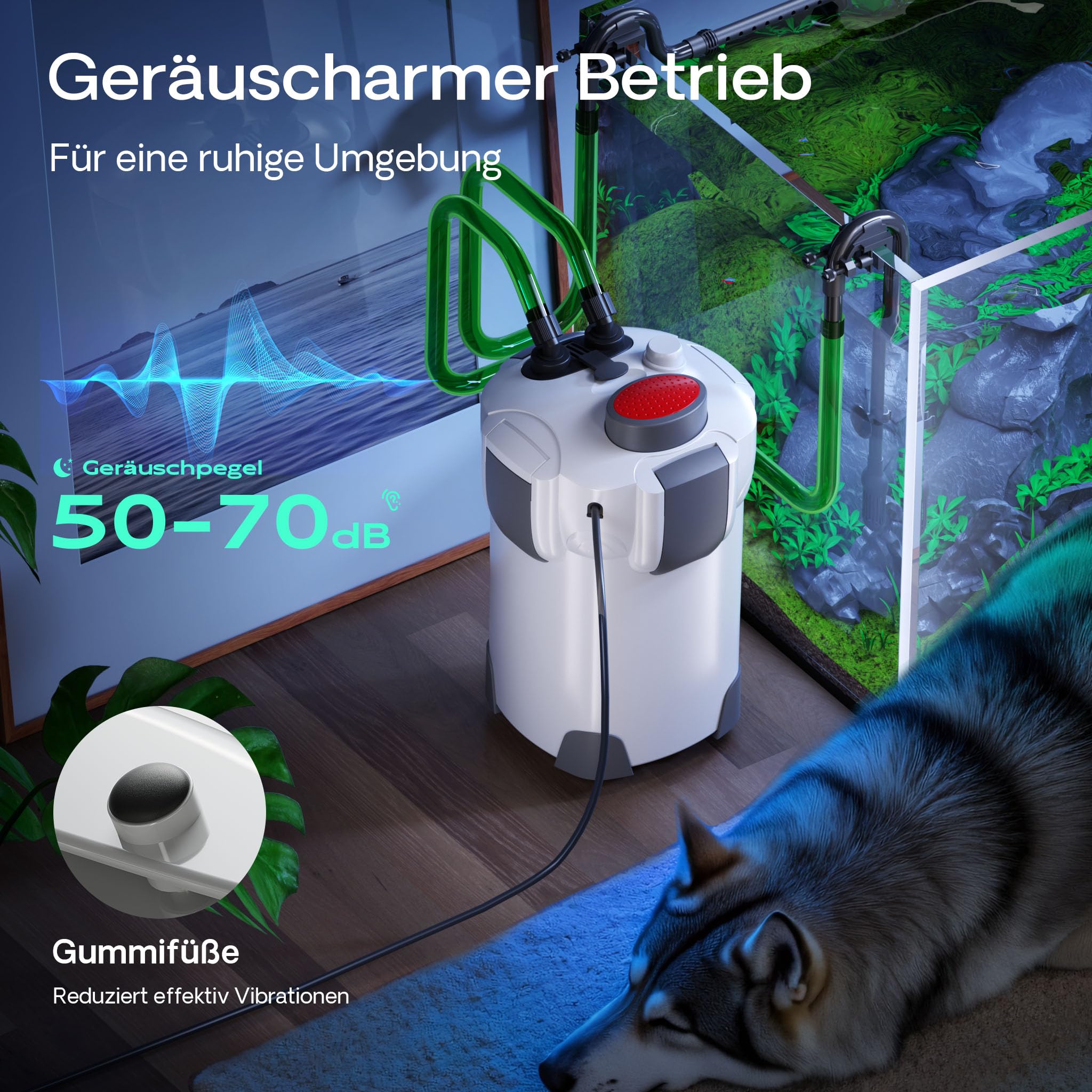 SunSun HW-302 Aquarium Außenfilter 18 W 1000 L/h 3 Stufen Kammerfilter mit Filtermaterial