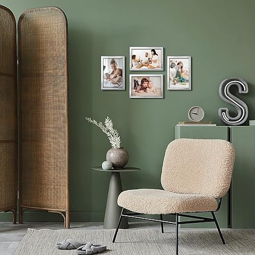 Miniatura 5 de KINLINK Juego de 4 portarretratos de 4 x 6 pulgadas, color plateado, marcos de fotos de madera con plexiglás para 4 x 6 pulgadas sin paspartú para