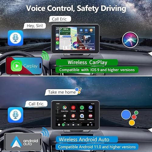 Miniatura 4 de Wireless Car Stereo with Apple CarPlay/Android Auto, Portable Touch Screen Car Radio Multimedia Player with Bluetooth, Backup Camera, GPS