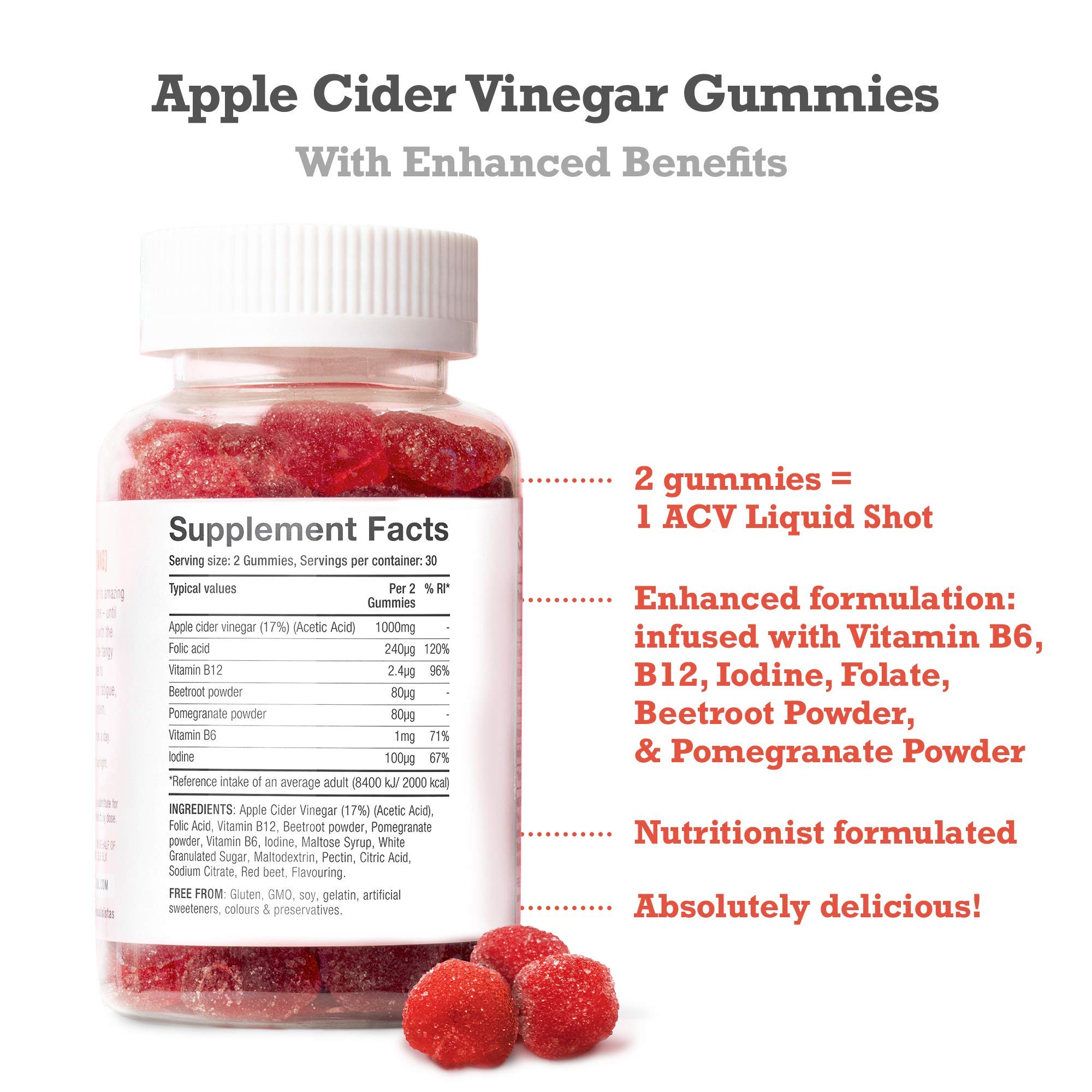 Apple Cider Vinegar Gummies with The Mother 1000mg Enhanced with