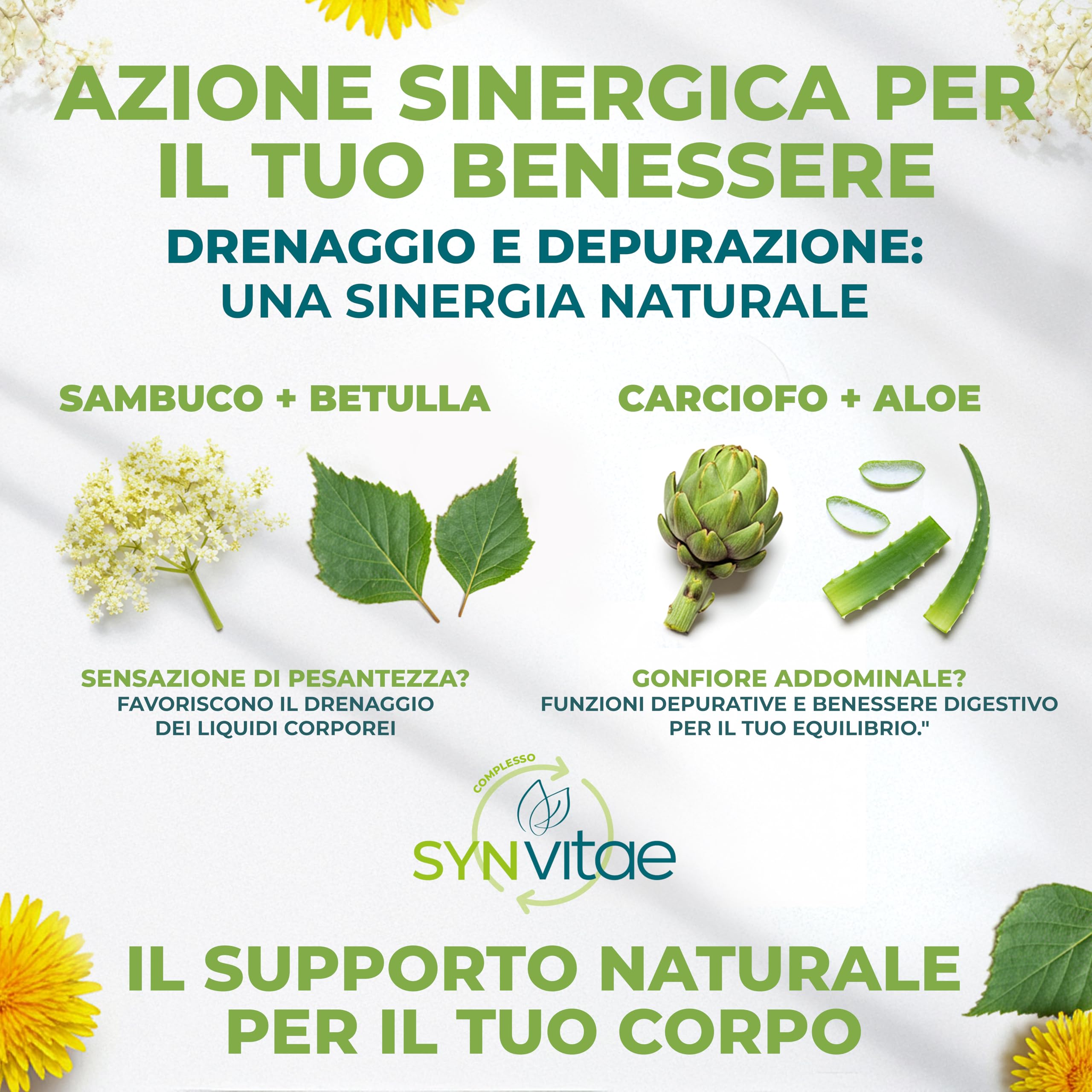 IN VITAE Drenante Forte - Integratore con Aloe, Tarassaco, Betulla, Carciofo e Sambuco - Supporto al Drenaggio dei Liquidi Corporei e Funzioni Depurative - 20 Stick Gel - Made in Italy