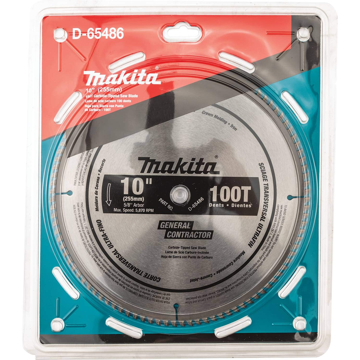 Makita D-65486 10" 100T pulido hoja de sierra de inglete, corte transversal ultrafino