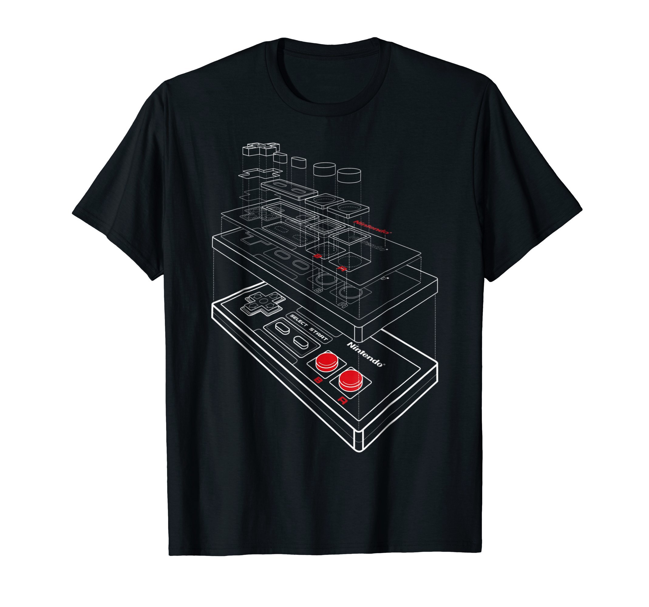 NintendoNES Controller Exploded Schematic Graphic T-Shirt T-ShirtOEKO-TEX STANDARD 100