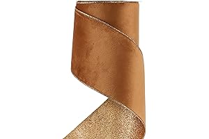HUIHUANG 4 Inch Velvet Wired Ribbon Copper Christmas Tree Double-Sided Glitter Ribbon