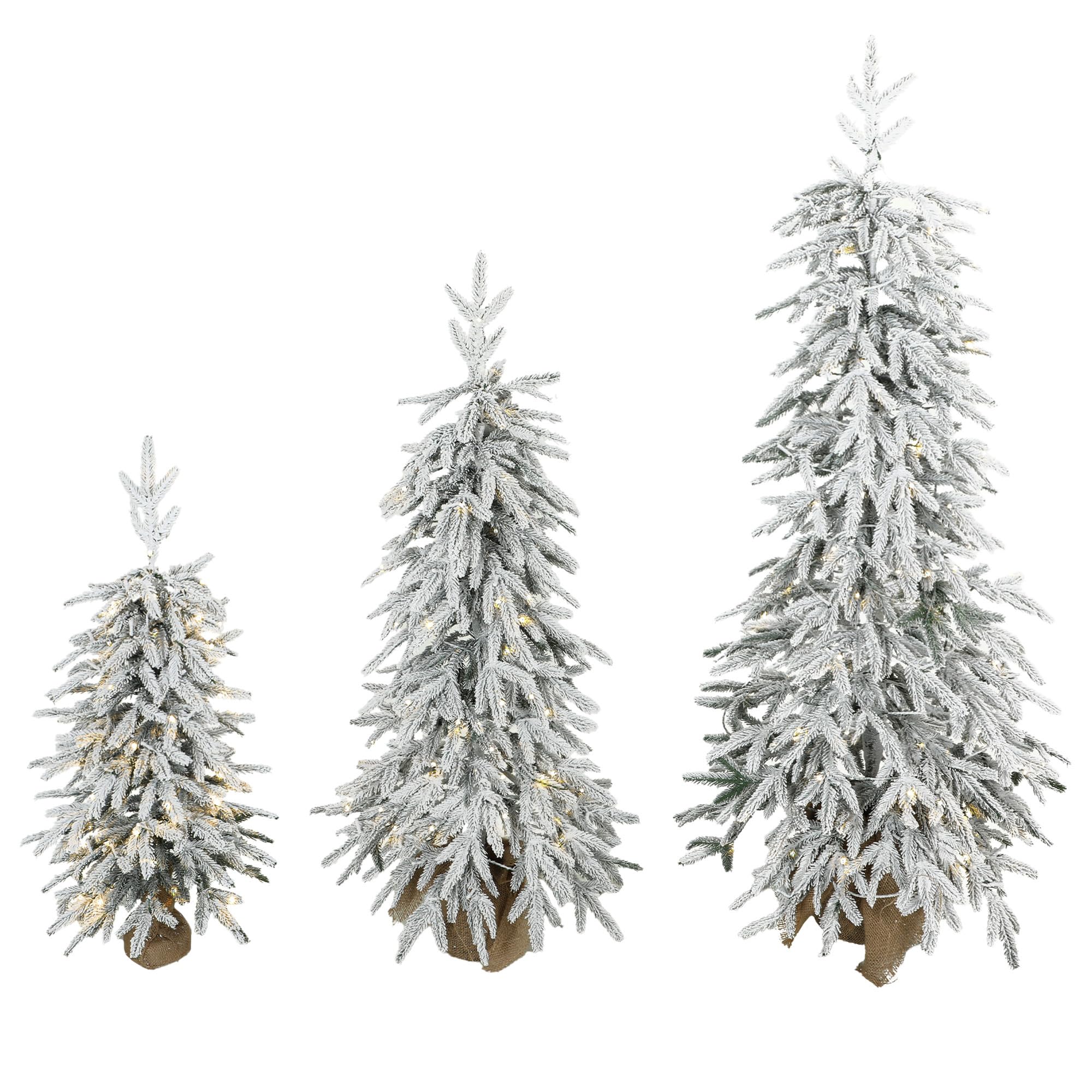 HOMCOM Prelit Flocked Artificial Christmas Tree Set of 3 (3FT+4FT+5FT)