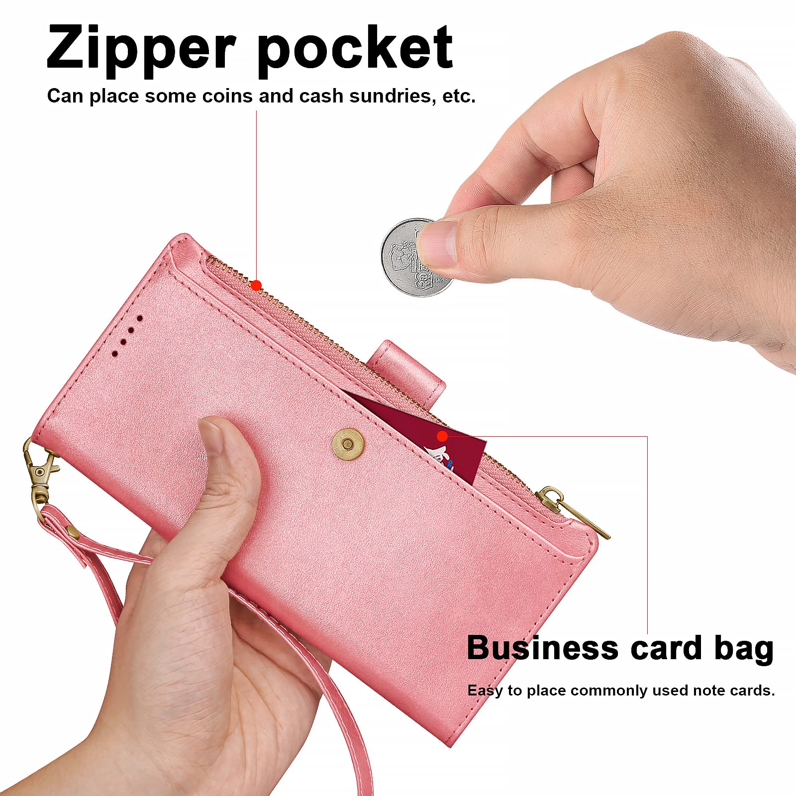 Motorola Moto G 5G 2023 Wallet Case – Mit RFID-Schutz, Kartenfächern & Standfuß, Rose Gold