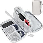 Electronics Organizer Travel Case with Double Layers, 3 Compartments Tech Pouch, Cable Organizer Bag for Cable, Cord, Charger, Phone, Earphone, Travel Essentials Basics Accessories, Voyage Essentiel