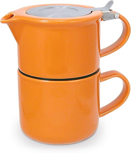 FORLIFE Té para uno con infusor de 14 onzas, zanahoria