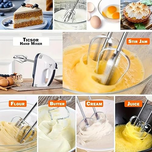 Miniatura 5 de Batidora de mano eléctrica de 7 velocidades, botón potente y fácil de expulsar, batidores de acero inoxidable, batidor automático compacto para